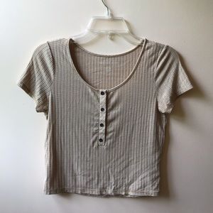 [🪐] yellow & striped ae top ♡ s